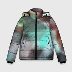 Куртка зимняя для мальчика Абстрактный узор в бирюзовых коричневых тонах, цвет: 3D-черный