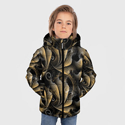 Куртка зимняя для мальчика Золотистые абстрактные узоры, цвет: 3D-красный — фото 2