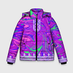 Куртка зимняя для мальчика Славянская рубаха с разводами, цвет: 3D-светло-серый