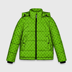 Куртка зимняя для мальчика Зеленые ячейки текстура, цвет: 3D-черный