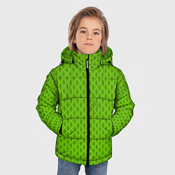 Куртка зимняя для мальчика Зеленые ячейки текстура, цвет: 3D-черный — фото 2