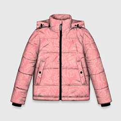 Зимняя куртка для мальчика Бежевые листья монстеры на розовом