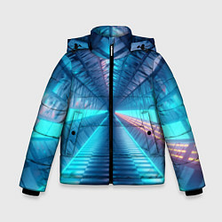 Куртка зимняя для мальчика Неоновый коридор лаборатории - Синий, цвет: 3D-черный