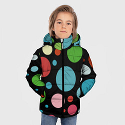 Куртка зимняя для мальчика Разноцветные круги на чёрном фоне, цвет: 3D-светло-серый — фото 2