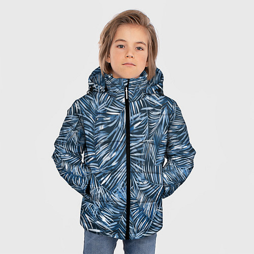 Зимняя куртка для мальчика Тропические листья пальмы / 3D-Черный – фото 3