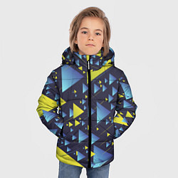 Куртка зимняя для мальчика Абстракция Из Жёлтых и Синих Треугольников На Тёмн, цвет: 3D-красный — фото 2