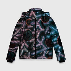 Куртка зимняя для мальчика Абстрактные металлические фигуры - Сиреневый, цвет: 3D-светло-серый