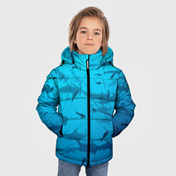Куртка зимняя для мальчика Акулы - океан, цвет: 3D-черный — фото 2