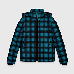 Куртка зимняя для мальчика Black and blue plaid, цвет: 3D-светло-серый