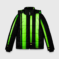 Куртка зимняя для мальчика Абстрактные неоновые колбы с кислотой - Зелёный, цвет: 3D-светло-серый
