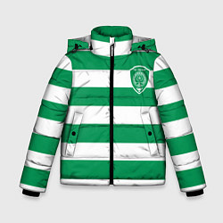 Зимняя куртка для мальчика ФК Ахмат на фоне бело зеленой формы