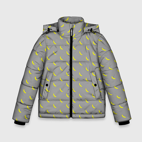 Зимняя куртка для мальчика Бананы на сером фоне / 3D-Светло-серый – фото 1