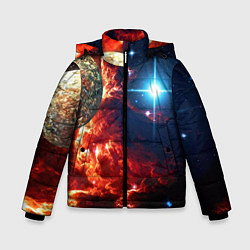 Зимняя куртка для мальчика Яркая звезда в космическом пространстве