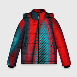 Куртка зимняя для мальчика Абстрактная неоновая наноброня - Красный, цвет: 3D-красный