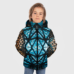 Куртка зимняя для мальчика Неоновые абстрактные фигуры и фонари - Синий, цвет: 3D-красный — фото 2