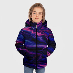 Куртка зимняя для мальчика Фиолетово-розовый абстрактный узор, цвет: 3D-черный — фото 2
