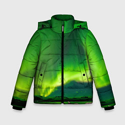 Куртка зимняя для мальчика Абстрактное полярное сияние - Зелёный, цвет: 3D-светло-серый