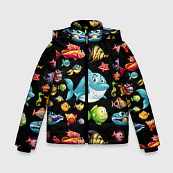 Зимняя куртка для мальчика Прикольная акула и другие жители океана