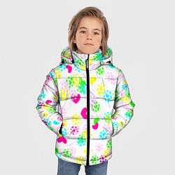 Куртка зимняя для мальчика Весна в сердцах на белом фоне, цвет: 3D-светло-серый — фото 2