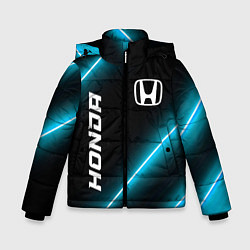 Куртка зимняя для мальчика Honda неоновые лампы, цвет: 3D-черный