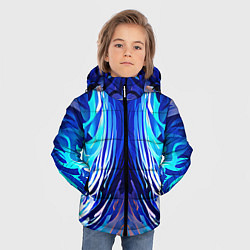 Куртка зимняя для мальчика Симметричная абстракция Синие волны, цвет: 3D-светло-серый — фото 2