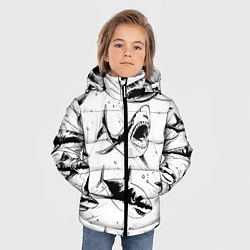 Куртка зимняя для мальчика Кровожадные акулы - стая, цвет: 3D-светло-серый — фото 2
