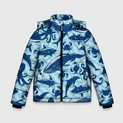 Куртка зимняя для мальчика Жители океанских глубин, цвет: 3D-черный