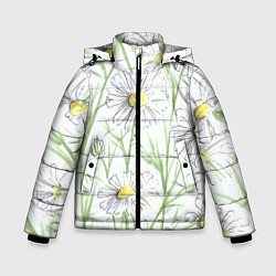 Куртка зимняя для мальчика Скетч Ромашки, цвет: 3D-черный