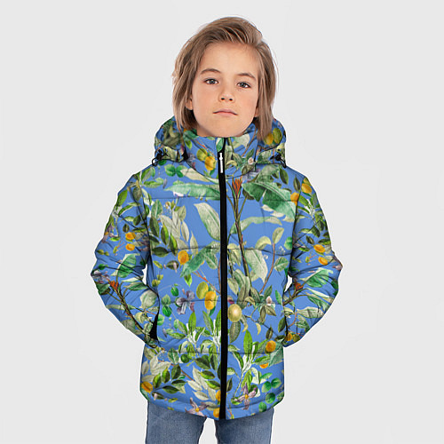 Зимняя куртка для мальчика Летний Фруктовый Сад С Цветами / 3D-Черный – фото 3