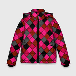 Зимняя куртка для мальчика Розово-красный геометрический узор