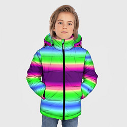 Куртка зимняя для мальчика Яркие разноцветные размытые полосы, цвет: 3D-светло-серый — фото 2