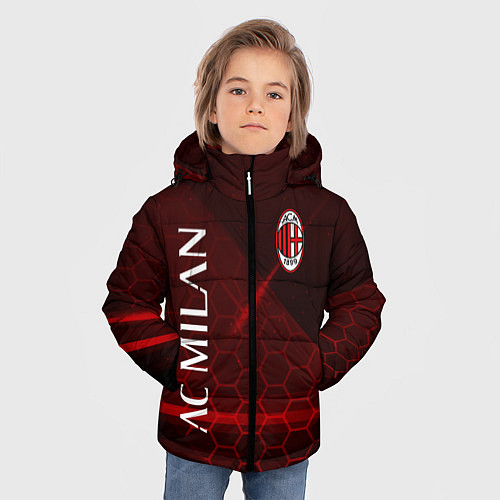 Зимняя куртка для мальчика Ac milan Соты / 3D-Черный – фото 3