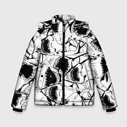 Куртка зимняя для мальчика Пасти акул - паттерн, цвет: 3D-светло-серый