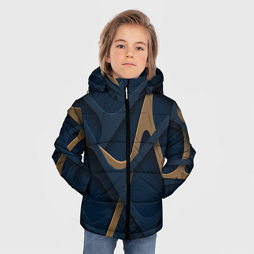 Зимняя куртка для мальчика Абстрактный фон сетка / 3D-Черный – фото 3