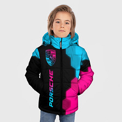 Куртка зимняя для мальчика Porsche - neon gradient: по-вертикали, цвет: 3D-черный — фото 2