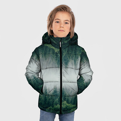 Зимняя куртка для мальчика ЗЕРКАЛЬНЫЙ ТУМАННЫЙ ЛЕС / 3D-Черный – фото 3