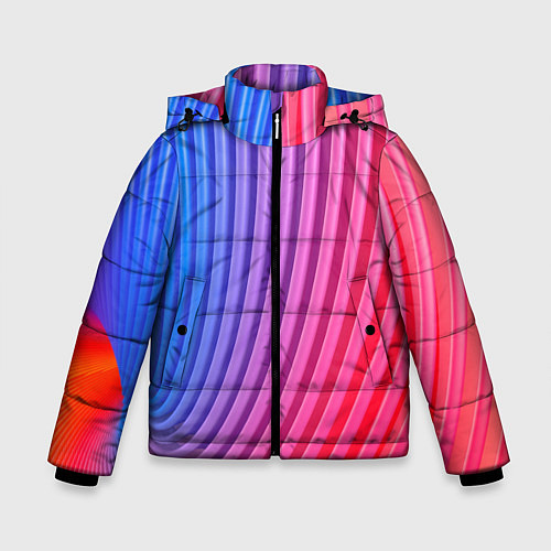 Зимняя куртка для мальчика Оптическая иллюзия с линиями / 3D-Светло-серый – фото 1