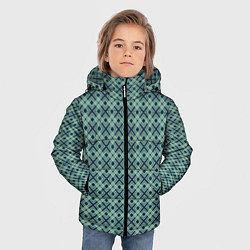 Куртка зимняя для мальчика Геометрический бирюзовый узор на текстурированном, цвет: 3D-черный — фото 2