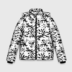 Куртка зимняя для мальчика Черно белый абстрактный модный узор, цвет: 3D-светло-серый