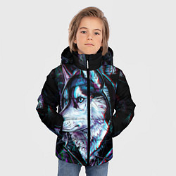 Куртка зимняя для мальчика Волк - глитч, цвет: 3D-черный — фото 2