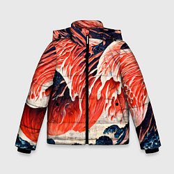 Куртка зимняя для мальчика Великая красная волна, цвет: 3D-черный