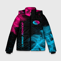 Куртка зимняя для мальчика Land Rover - neon gradient: символ и надпись верти, цвет: 3D-черный
