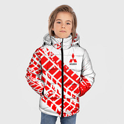 Куртка зимняя для мальчика Mitsubishi - красный след шины, цвет: 3D-светло-серый — фото 2