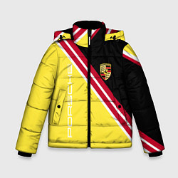 Куртка зимняя для мальчика Porsche - полосы, цвет: 3D-светло-серый