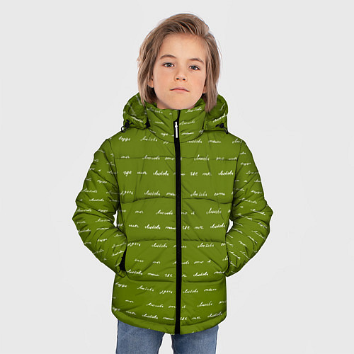 Зимняя куртка для мальчика Зелёная любовь / 3D-Черный – фото 3