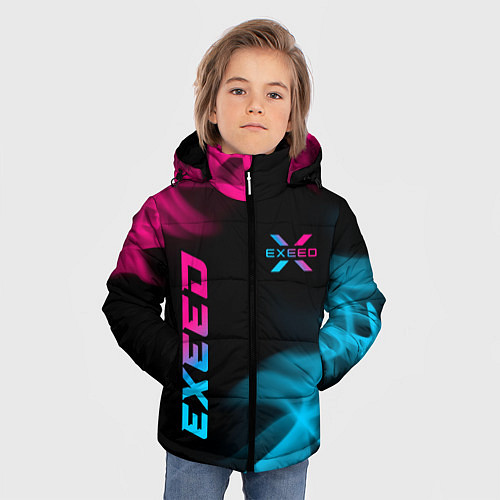 Зимняя куртка для мальчика Exeed - neon gradient: символ и надпись вертикальн / 3D-Черный – фото 3