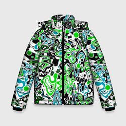 Зимняя куртка для мальчика Зелено-голубой абстрактный узор