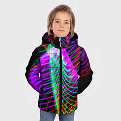 Куртка зимняя для мальчика Абстрактное множество неоновых лучей, цвет: 3D-светло-серый — фото 2