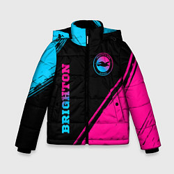 Зимняя куртка для мальчика Brighton - neon gradient: символ и надпись вертика