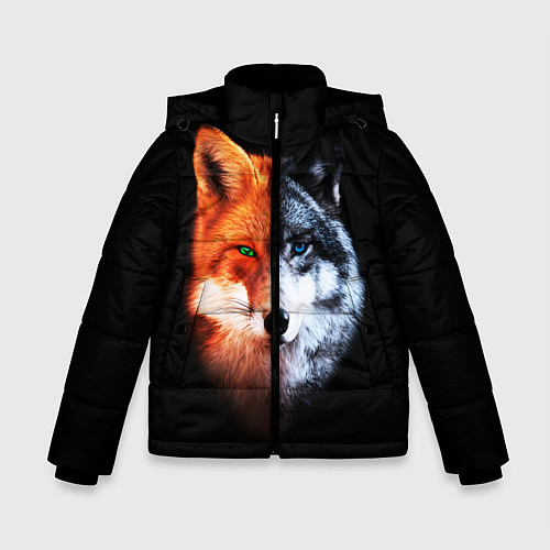 Зимняя куртка для мальчика Волк и Лисица / 3D-Светло-серый – фото 1